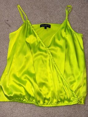Generation Love Neon Lemon Lime Satin Surplice Cami